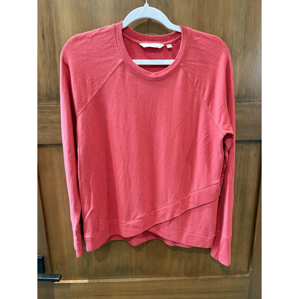 Athleta Women's Pink Raglan Long Sleeve Asym Hem Pullover Sweatshirt Casual M